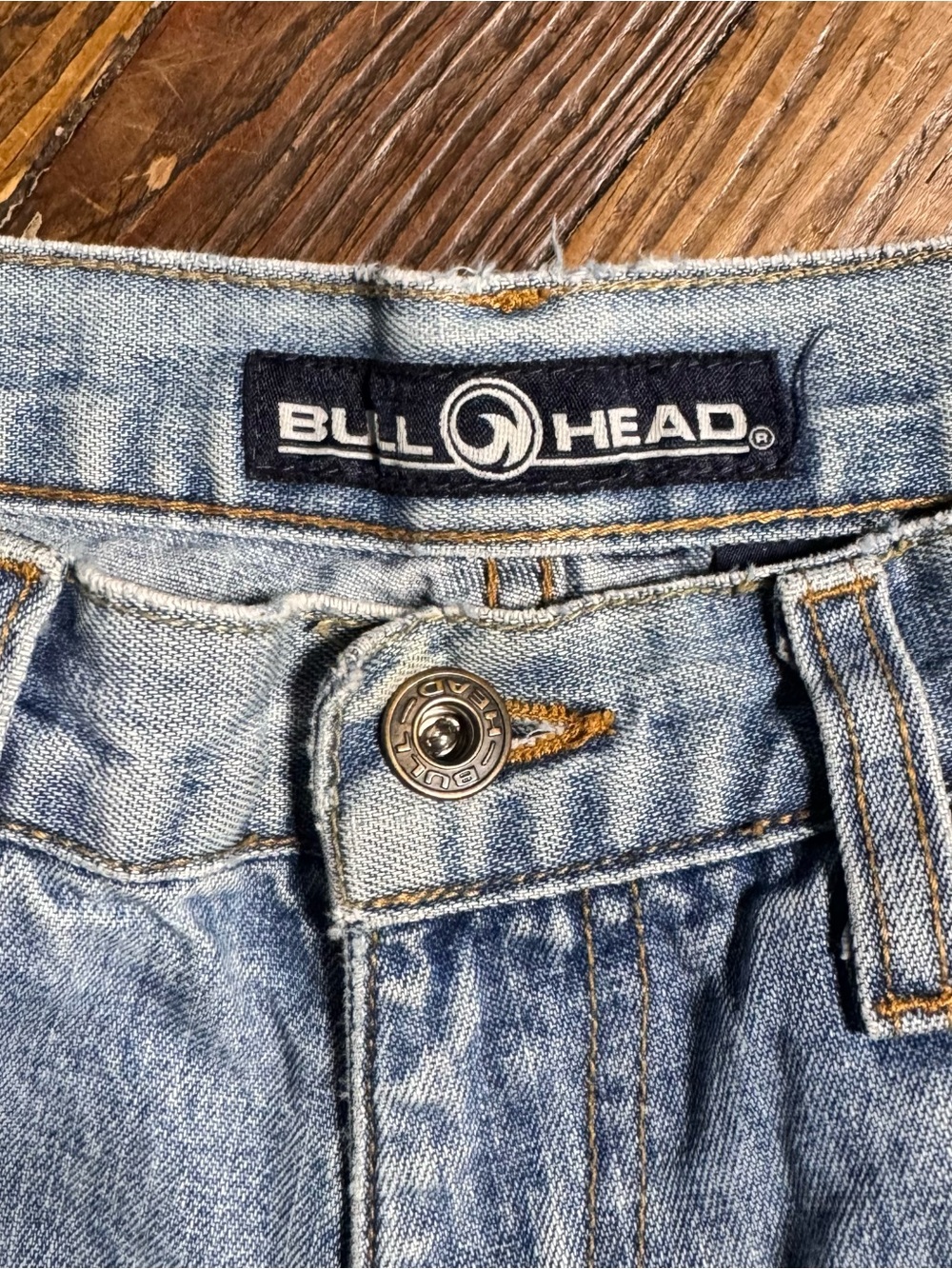VTG Y2K Bullhead Luger Carpenter Jeans 29x32 Made USA Baggy Skater Light Denim